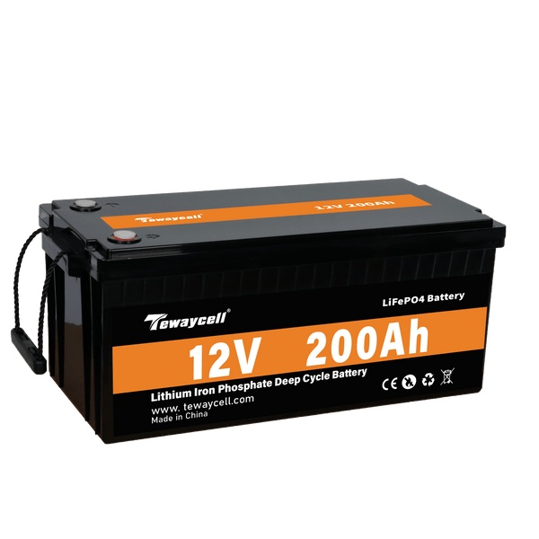 Tewaycell 12V 200AH LiFePO4 Batterie Eingebauter Samrt BMS mit Bluetooth, RS485/RS232/CAN Kommunikation Ports