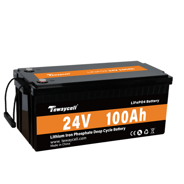 Tewaycell 24V 100AH LiFePO4 Battery Built-in Samrt BMS With Bluetooth,Self-heating and Active Balancer