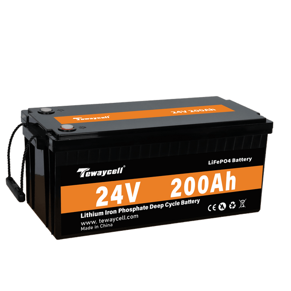 Tewaycell 24V 200AH LiFePO4 Battery Built-in Samrt BMS With Bluetooth,Self-heating and Active Balancer