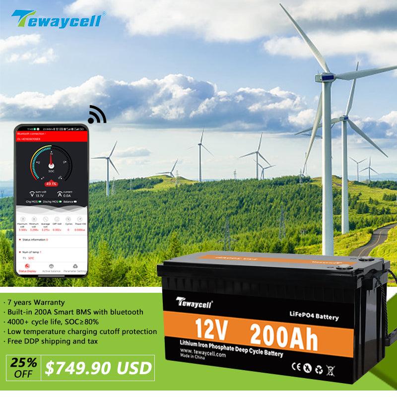 Tewaycell 12V 400AH LiFePO4 Battery Built-in Samrt BMS With Bluetooth