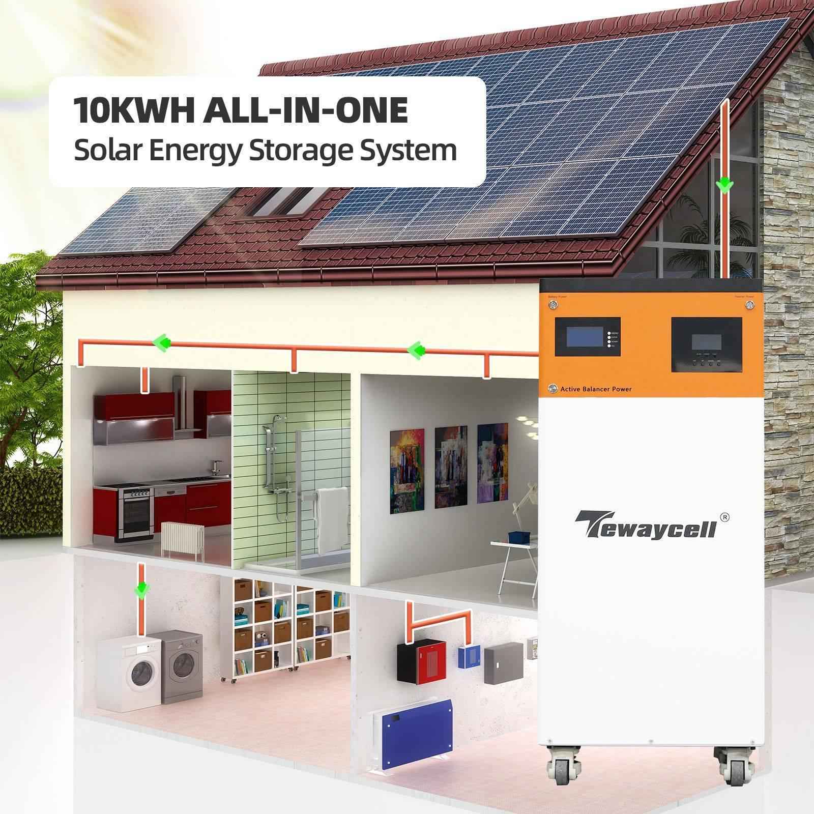 Tewaycell 48V 200Ah 10Kwh All-in-one Mobile ESS Built-in 5KW Hybrid Of