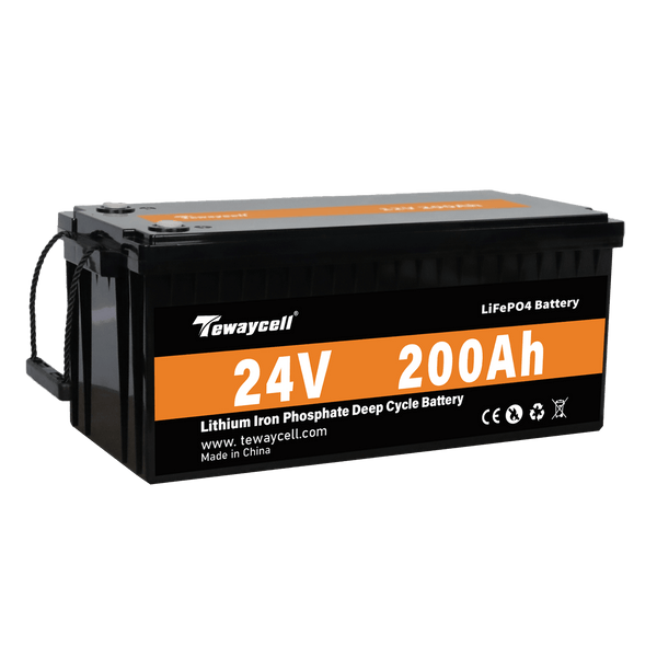 Tewaycell 24V 200AH LiFePO4 Wbudowany akumulator Samrt BMS z Bluetooth, RS485/RS232/CAN Porty komunikacyjne