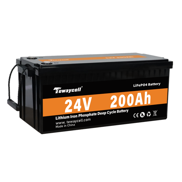 Tewaycell 24V 200AH LiFePO4 Battery Built-in Samrt BMS With Bluetooth, RS485/RS232/CAN Communication Ports