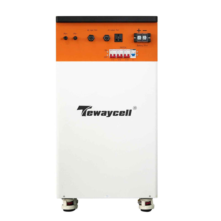 Tewaycell 48V 51.2V 300Ah 15Kwh All-in-one Mobile ESS Built-in 5kw Hybrid Off-grid 220V/230V Inverter,BMS,Equalization Module