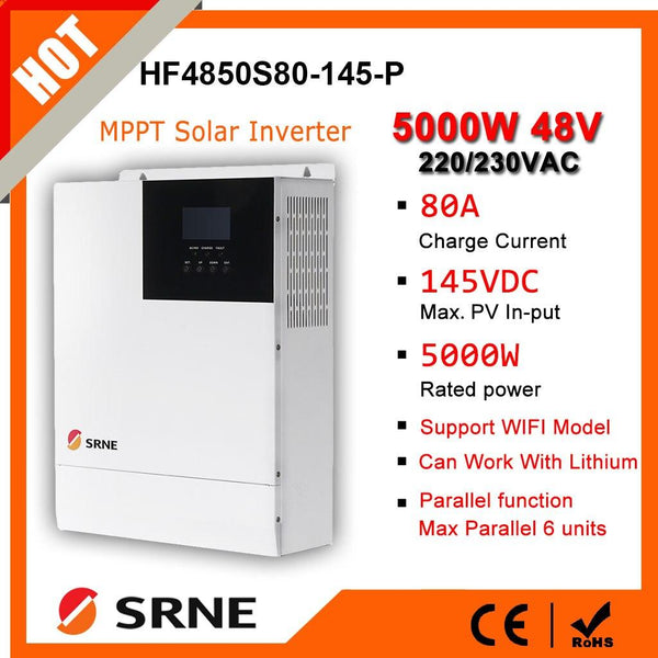 SRNE 5000W 48Vdc Off Grid Hybrid Inverter HFP4850S80-145 - Tewaycell