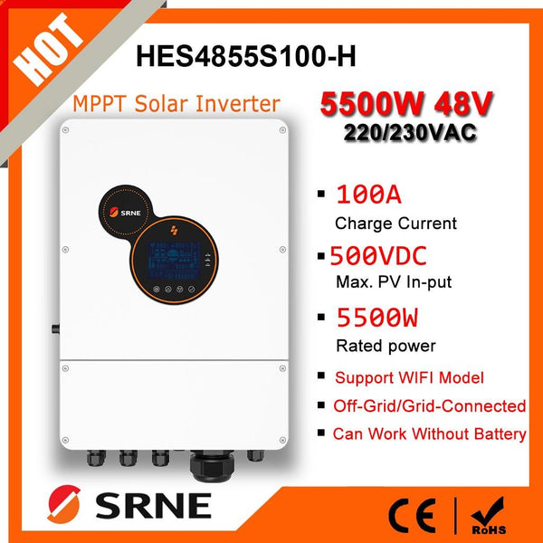 SRNE On/Off Grid 5500W Hybrid Inverter IP65 - HES4855S100-H - Tewaycell