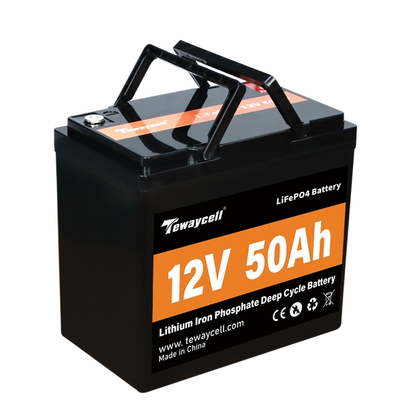 Tewaycell 12V 50AH LiFePO4 akkumulátor, beépített Samrt BMS Bluetooth-al