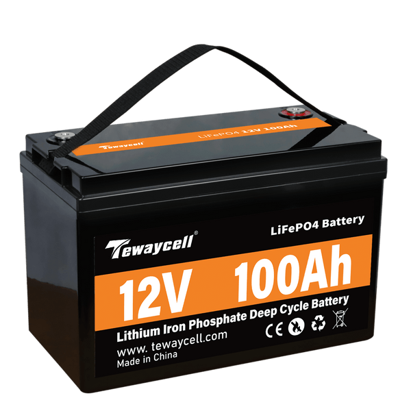 Tewaycell 12V 100AH LiFePO4 akkumulátor, beépített Samrt BMS Bluetooth-al